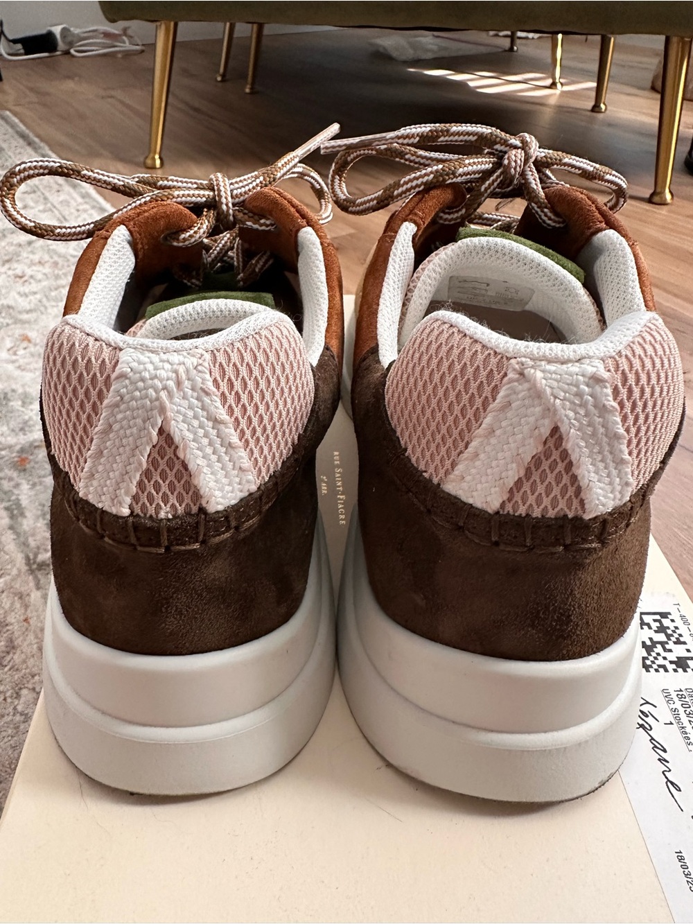 Sézane Multi-Texture Leopard Accent Sneakers - Brown & Tan - Picture 5 of 10